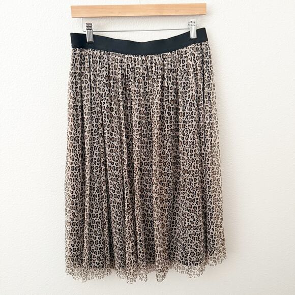 A NEW DAY | Leopard Print Chiffon Tulle Pleated Skirt Elastic Waist | Medium - Picture 2 of 7